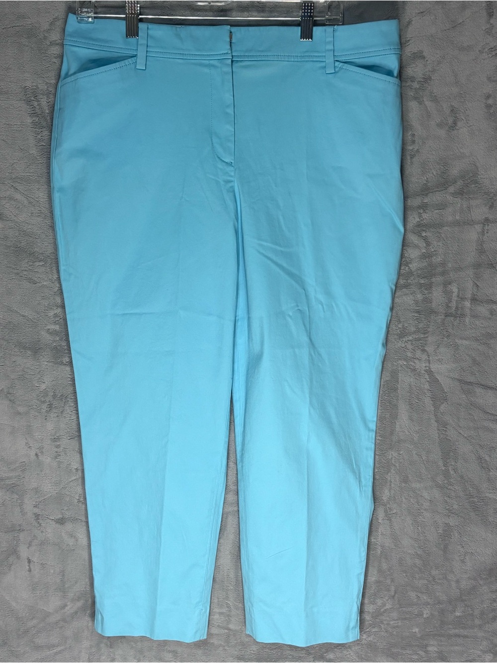 Talbots The Perfect Crop Pant Aqua Blue Summer Chino Cotton Trousers 12